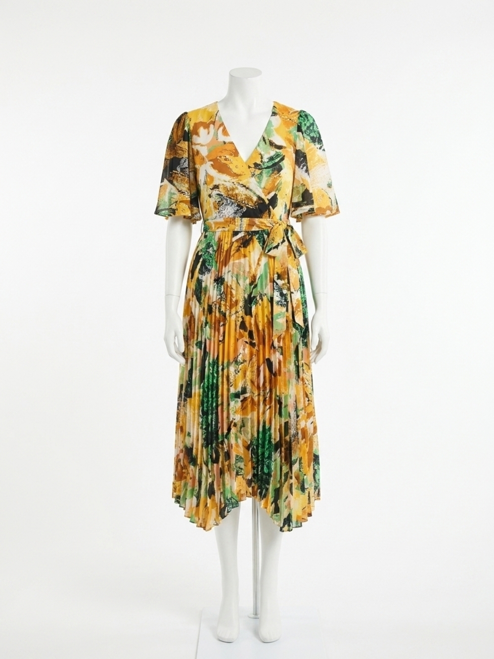 NEW FLYING TOMATO print midi dress in yellow